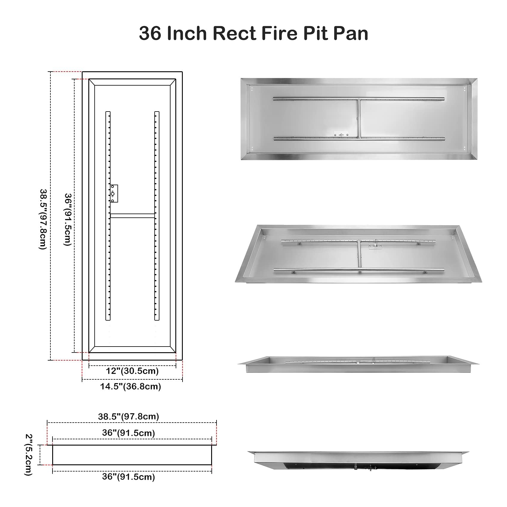 Kit de foyer à gaz 91,4 x 30,5 cm – Foyer au propane 150 000 BTU avec accessoires complets
