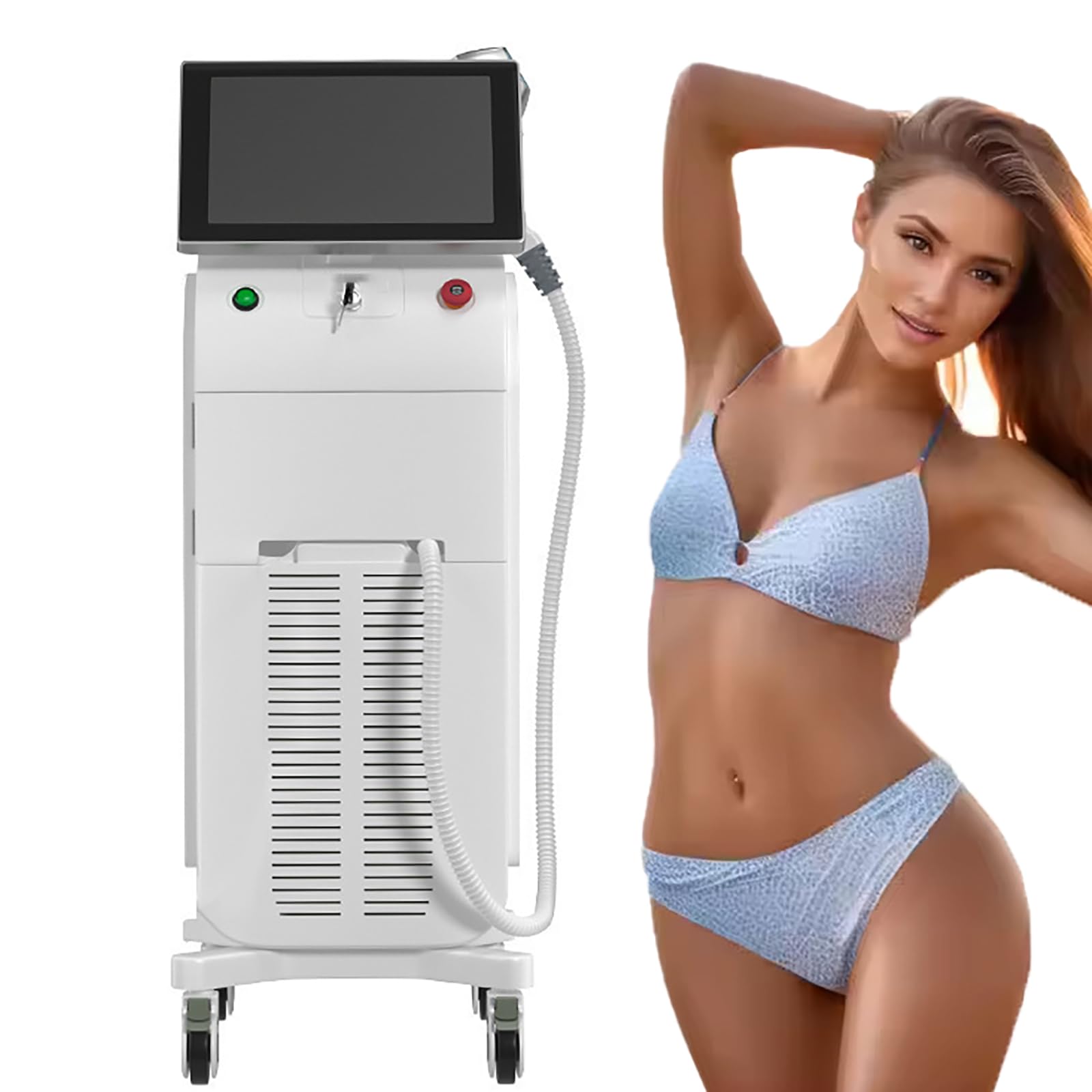 Diode Hair Removal Device 755nm 808nm 1064nm LED Display 2 Handpieces for Home Beauty Salons Skin Management Studios