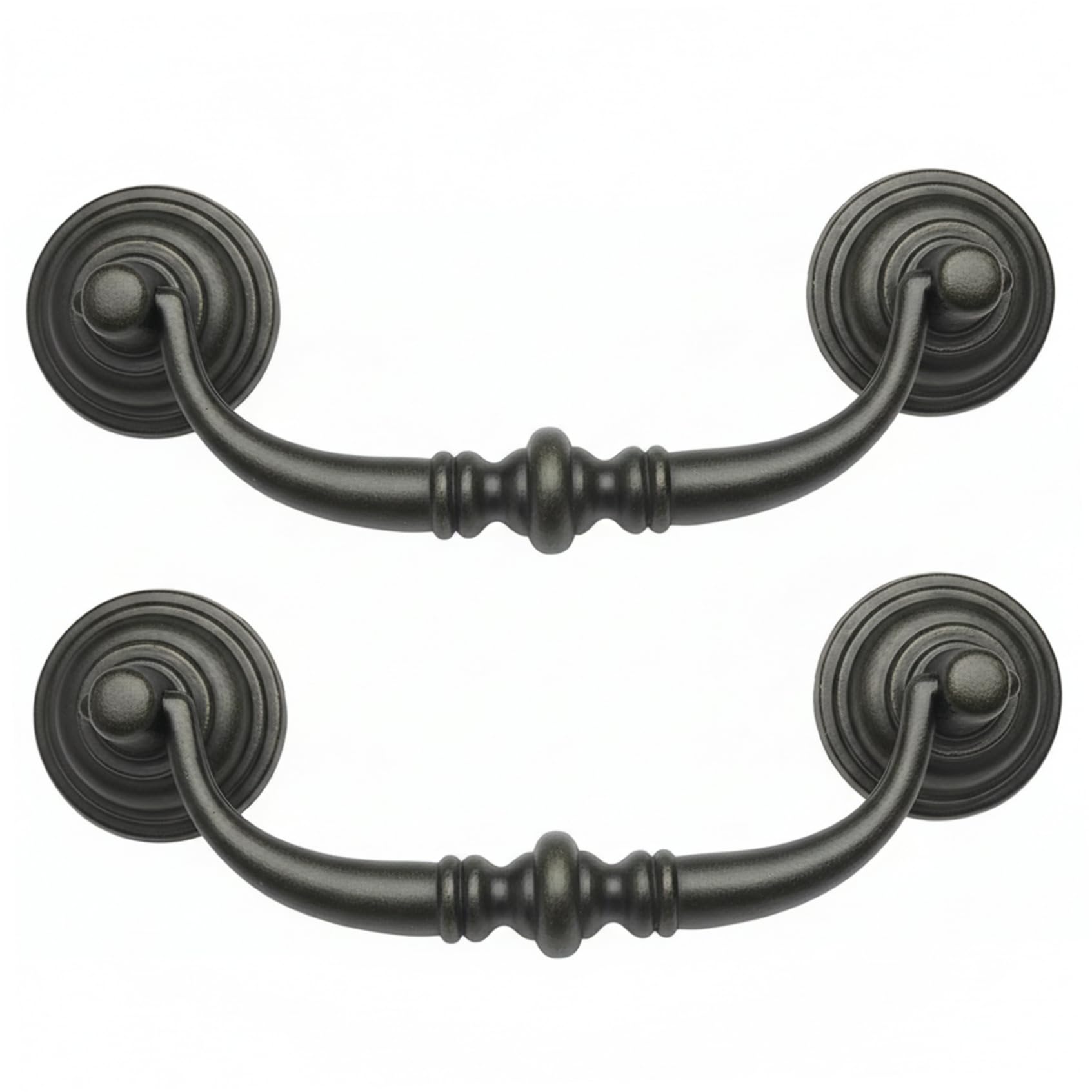 Bonalake Black 2Pcs Antique Drawer Pulls, 4 Inch Cabinet Handle With Adjustable Hole Centers Vintage Zinc Alloy Pulls For Cabinet Door And Dresser Drawer, Pull Handle