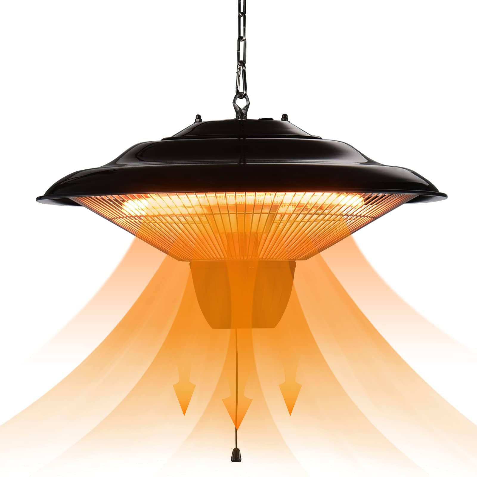 Decken Heizstrahler 1500W Infrarot Terrasse und Balkon Heizung 3 Sekunden Schnellheizung 360 Grad Wärme IP34 Wetterfest Leise Mit Verstellbarer Kette terrasse wärmelampe outdoor indoor camping heizung