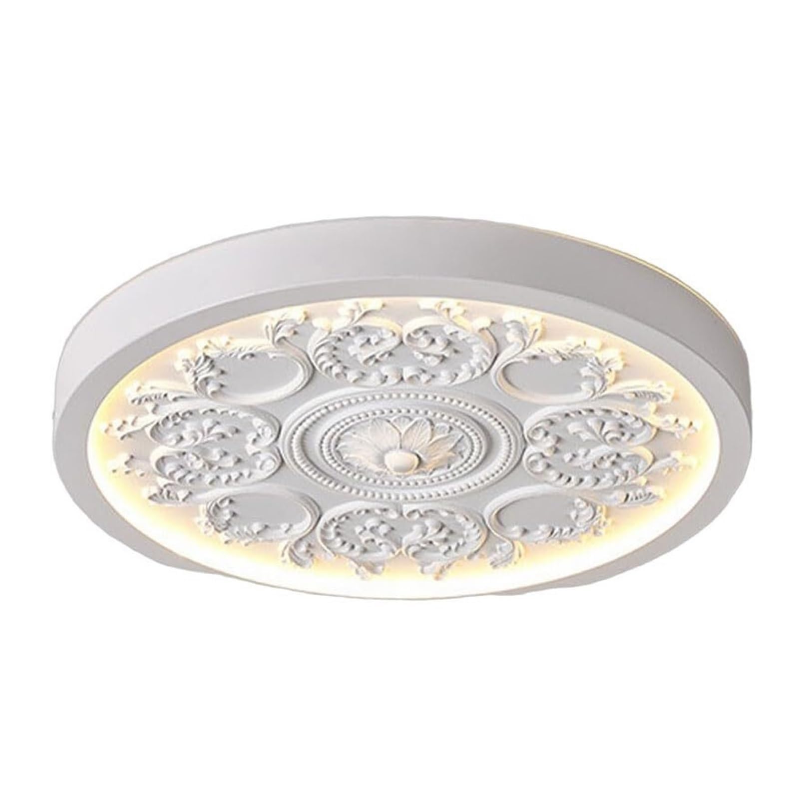 DUddTTW Resin Ceiling Light Fixture Carved Flush Mount Lighting 3000K-6000K Close to Ceiling Light Dimmable Ceiling Lamp LED Chandelier(Wei�,33cm)