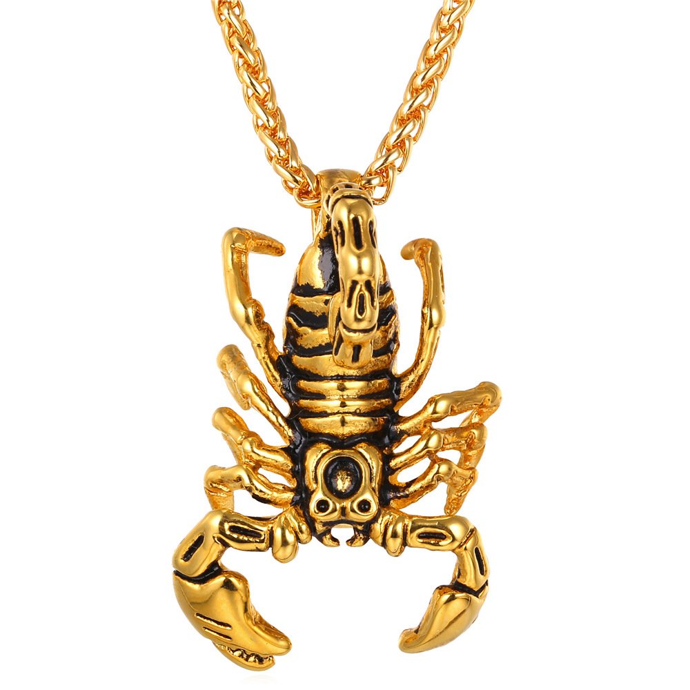 U7 Punk Necklaces Stainless Steel 18K Gold Plated Large Hip Hop Dagger/Knife/Sword/Steampunk Gear/Large Razor Blade Pendant Necklace for Men Women, Chain 22-24 Inches