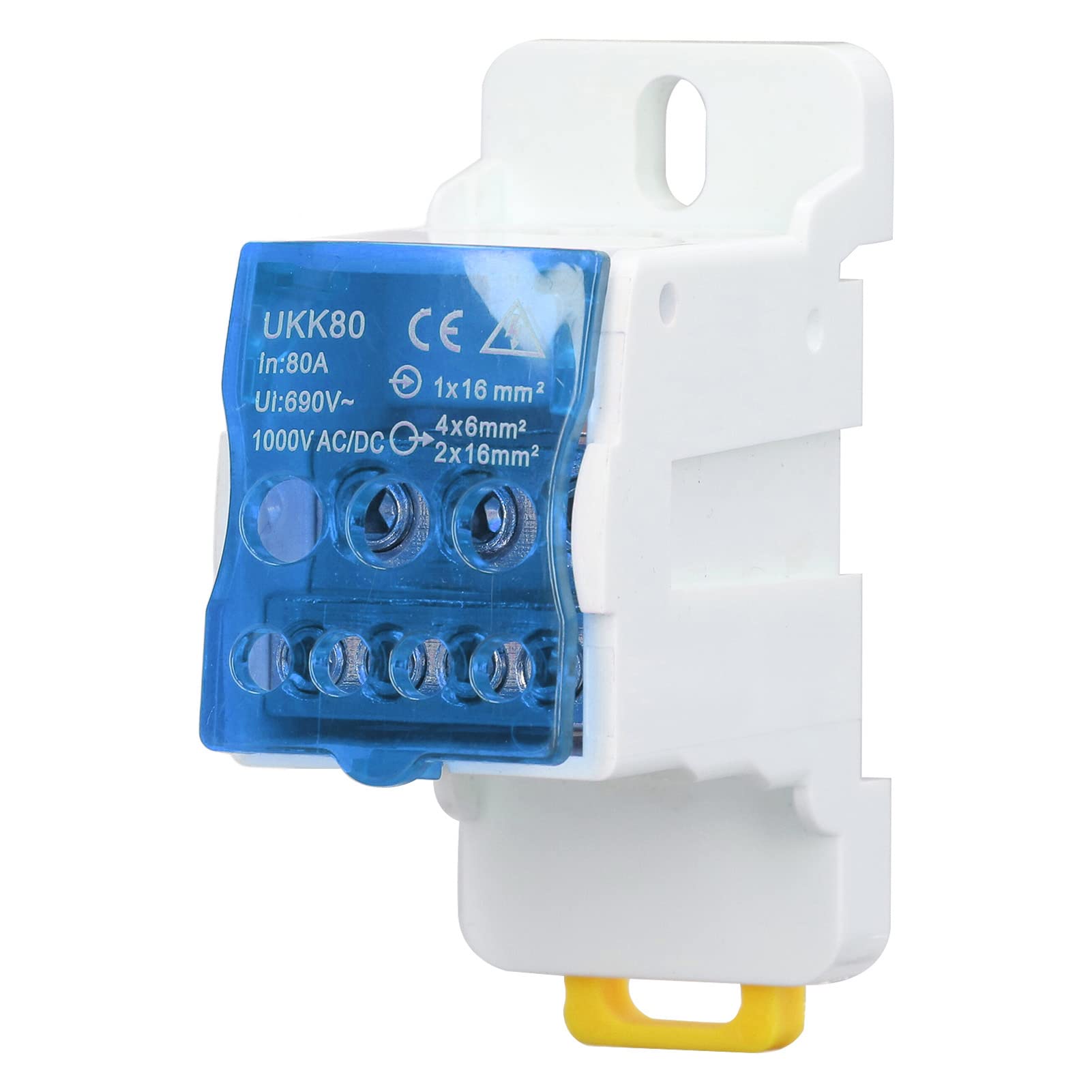 Tyenaza UKK-80A Bloque Caja de Distribución, Caja de Conexiones Unipolar Carril C45, Azul