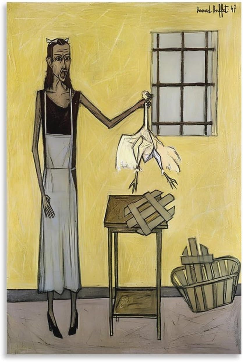 Rikin Liuff Woman Holding Chicken by Canvas Poster Wall Art 40x60cm Frameless