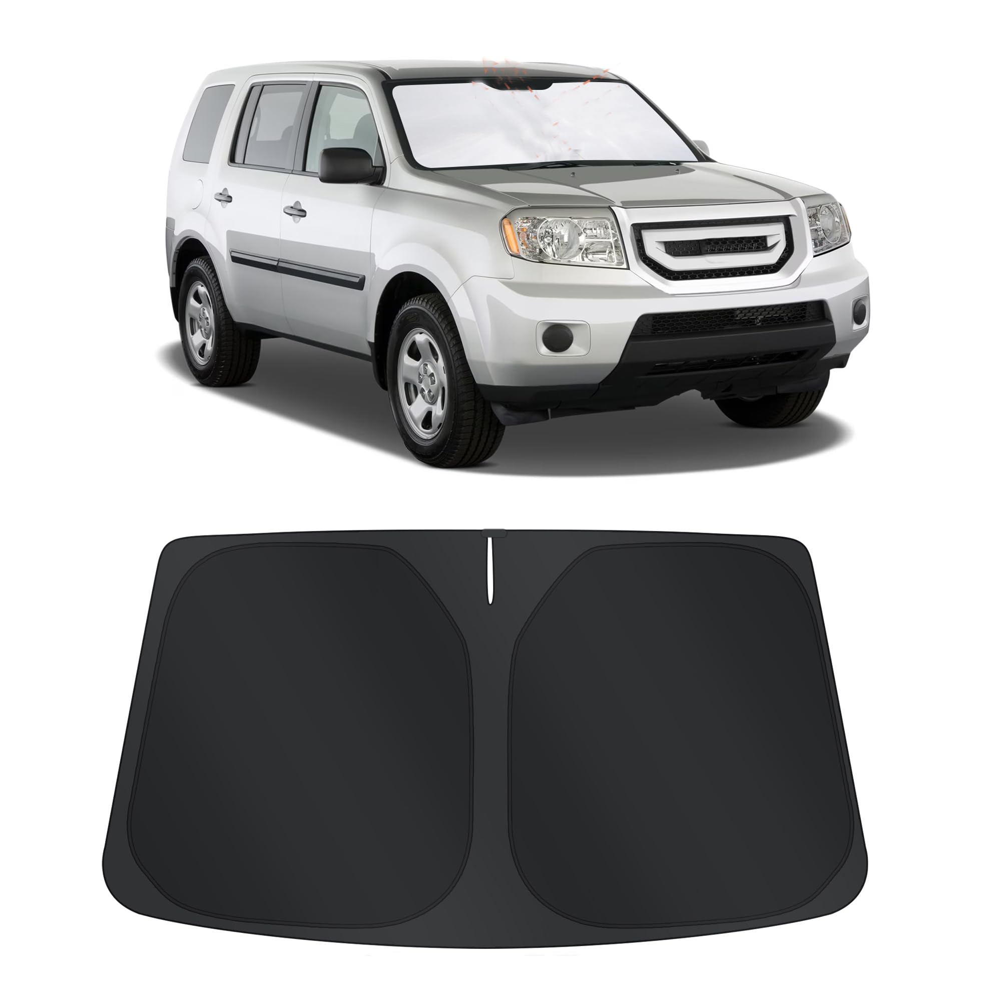TINGLU Sun Shade for Honda Pilot SUV 2009-2015 Accessories Windshield Sun Shade Window Shade UV Rays Protection Sun Visor Cover with Steering Wheel Sunshade Storage Bag