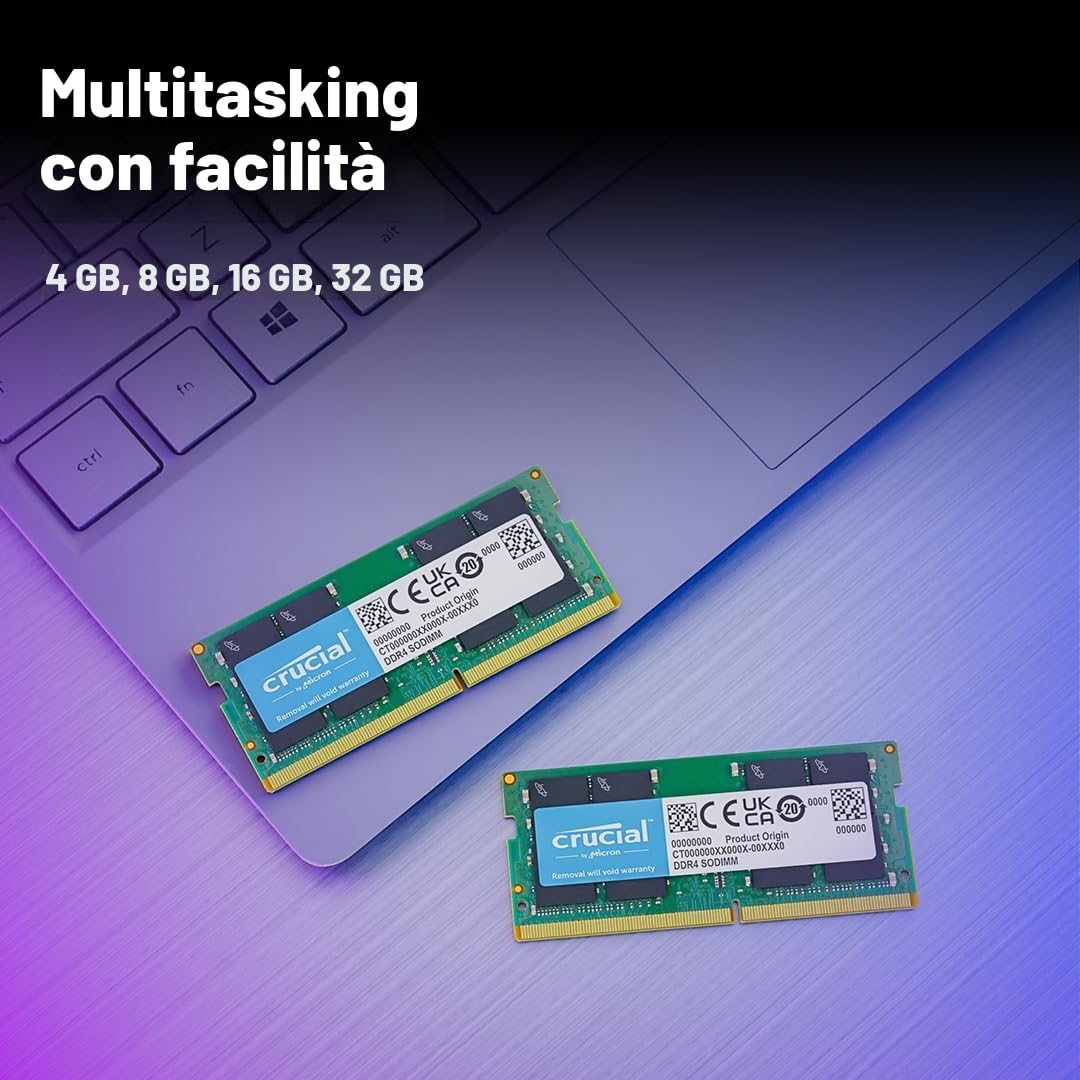 Crucial RAM DDR4 8GB 3200MHz SODIMM CL22 Memoria per PC Laptop Notebook Mini PC