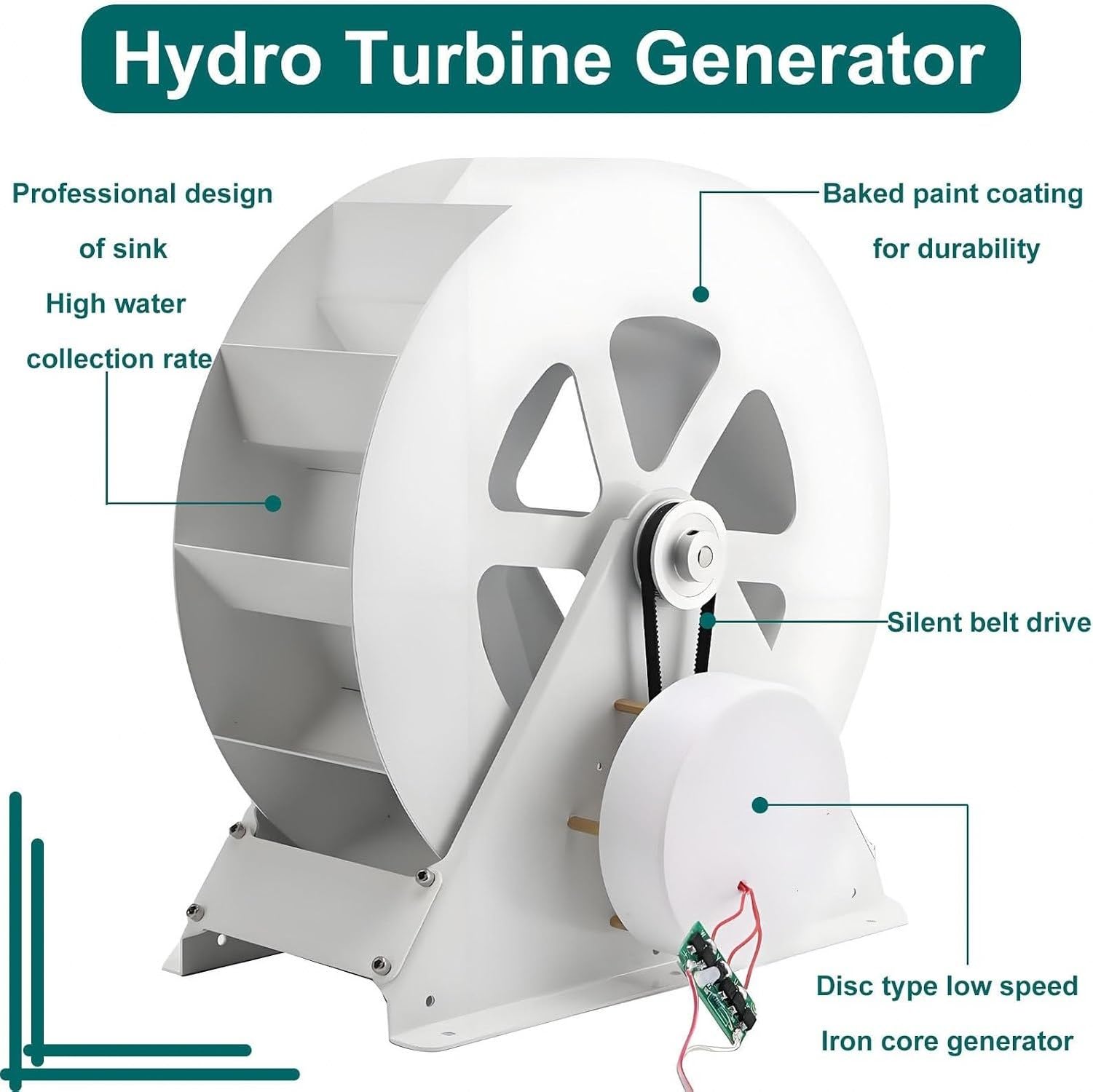 Generador hidroeléctrico miniturbo de Agua, 50W, 50W