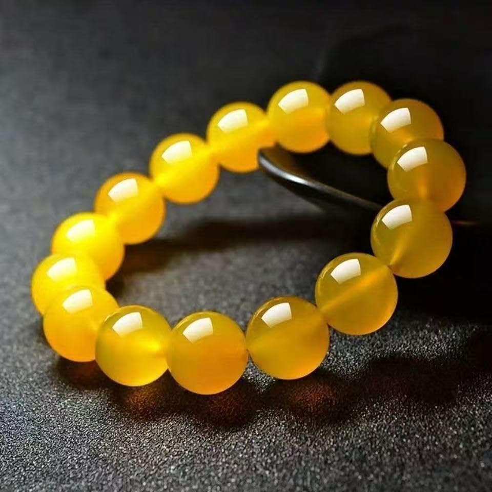 HLTYGWX Pulsera De Cuentas Pulsera De Protección Hombres Mujeres Feng Shui Charm Cristal Citrino Natural Reiki Chakra, 8 Mm