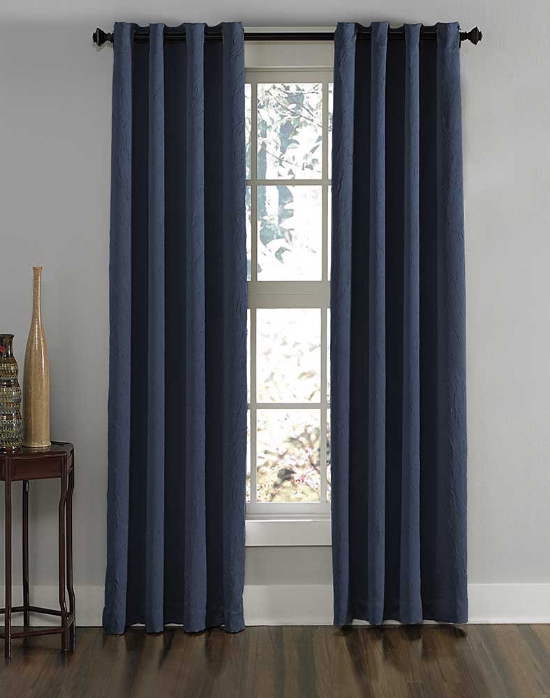 Curtainworks Lenox Grommet Curtain Panel, 50 by 132", Navy, W 50" x L 132" (1 Panels)