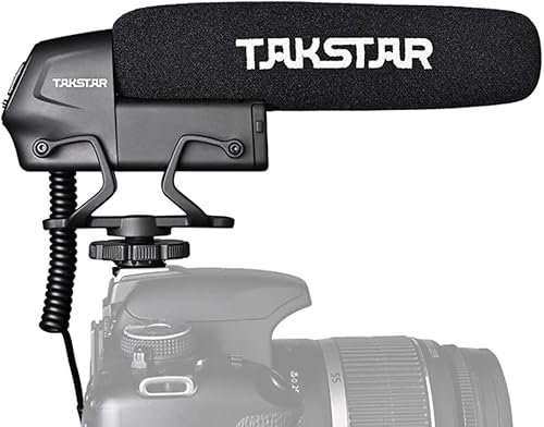 SGC-600 Micrófono de entrevista de condensador en cámara Enchufe de 0.138 in con montaje de zapata fría compatible con cámaras réflex digitales