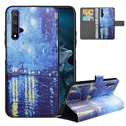 LFDZ Compatible with Honor 20 Case,PU Leather Honor 20 Wallet Case with [RFID Blocking],2 in 1 Magnetic Detachable Flip Slim Cover Case for Huawei Honor 20 [2019,6.26],Starry Night