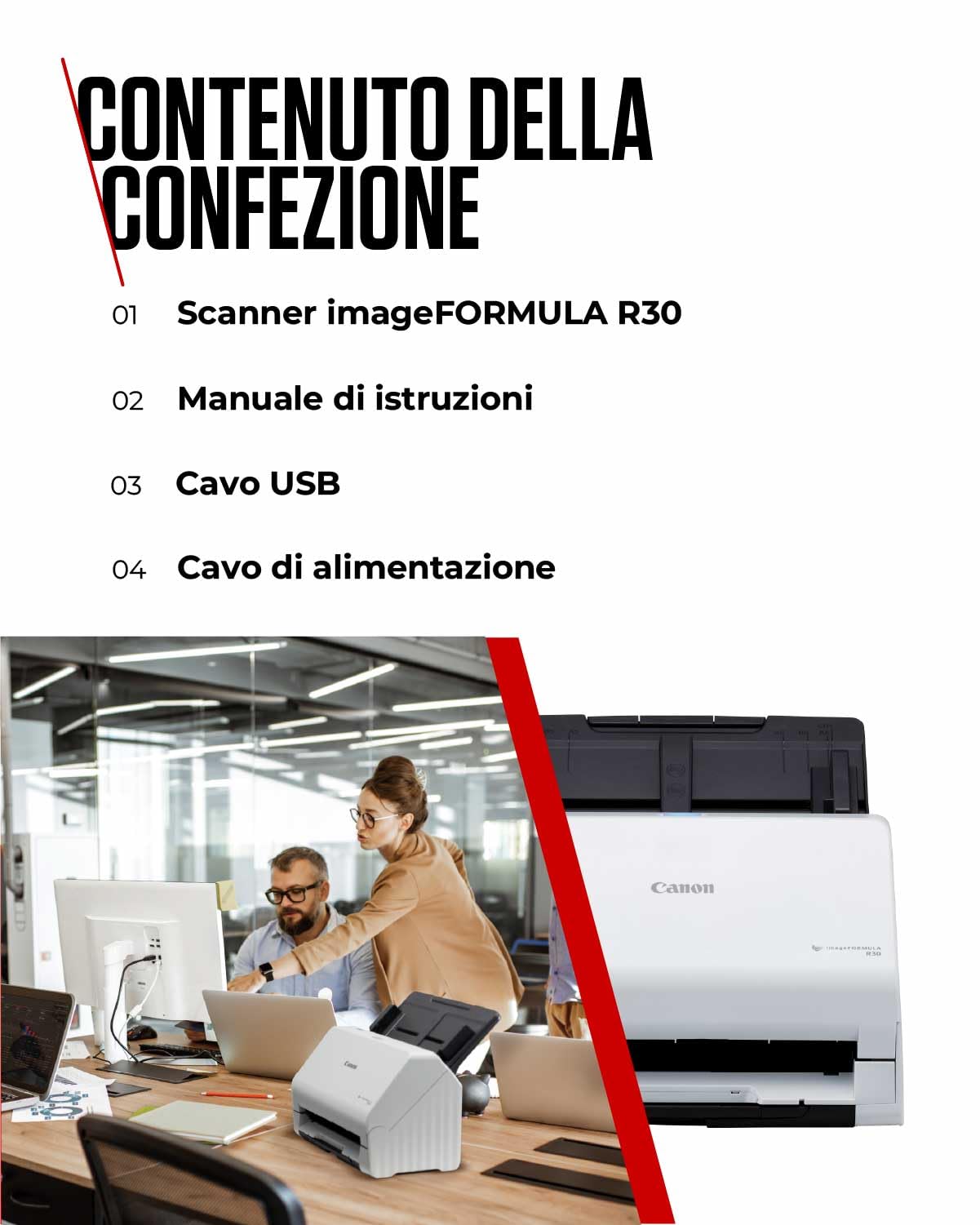Canon Scanner di Documenti imageFORMULA R30 | Scanner Fronte-Retro con USB per Casa e Ufficio | Alimentatore Automatico 60 Fogli | Configurazione senza Driver con CaptureOnTouch Lite | Supporta OCR