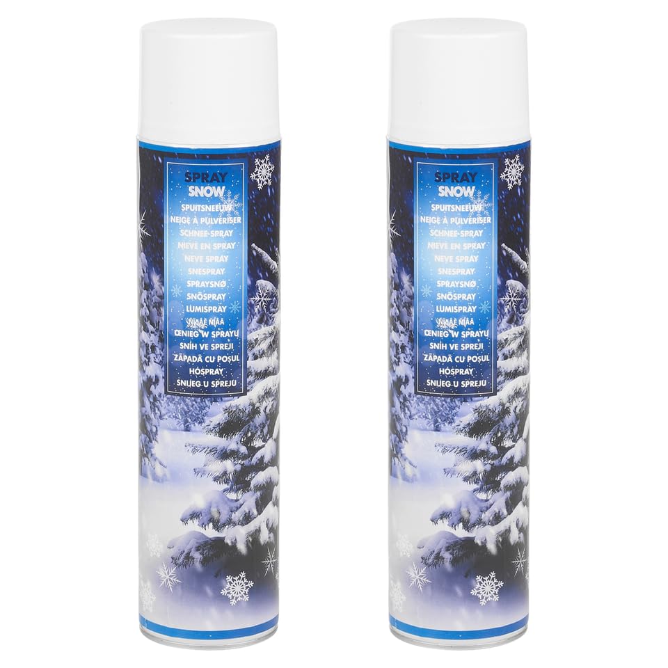 URBNLIVING Fake Snow Spray 600ml – Artificial White Snow for Christmas Tree, Window, Wreath & Festive Décor Set of 2