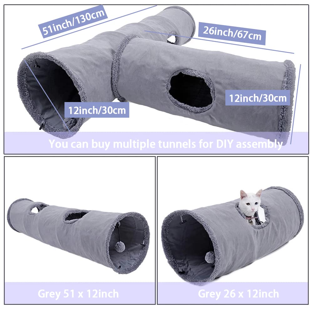 Primst Tunnel per gatti, grande, per interni ed esterni, pieghevole, per animali domestici, con borsa portaoggetti per gatti, cani, cuccioli, gattini, conigli, 129,5 x 30,5 cm