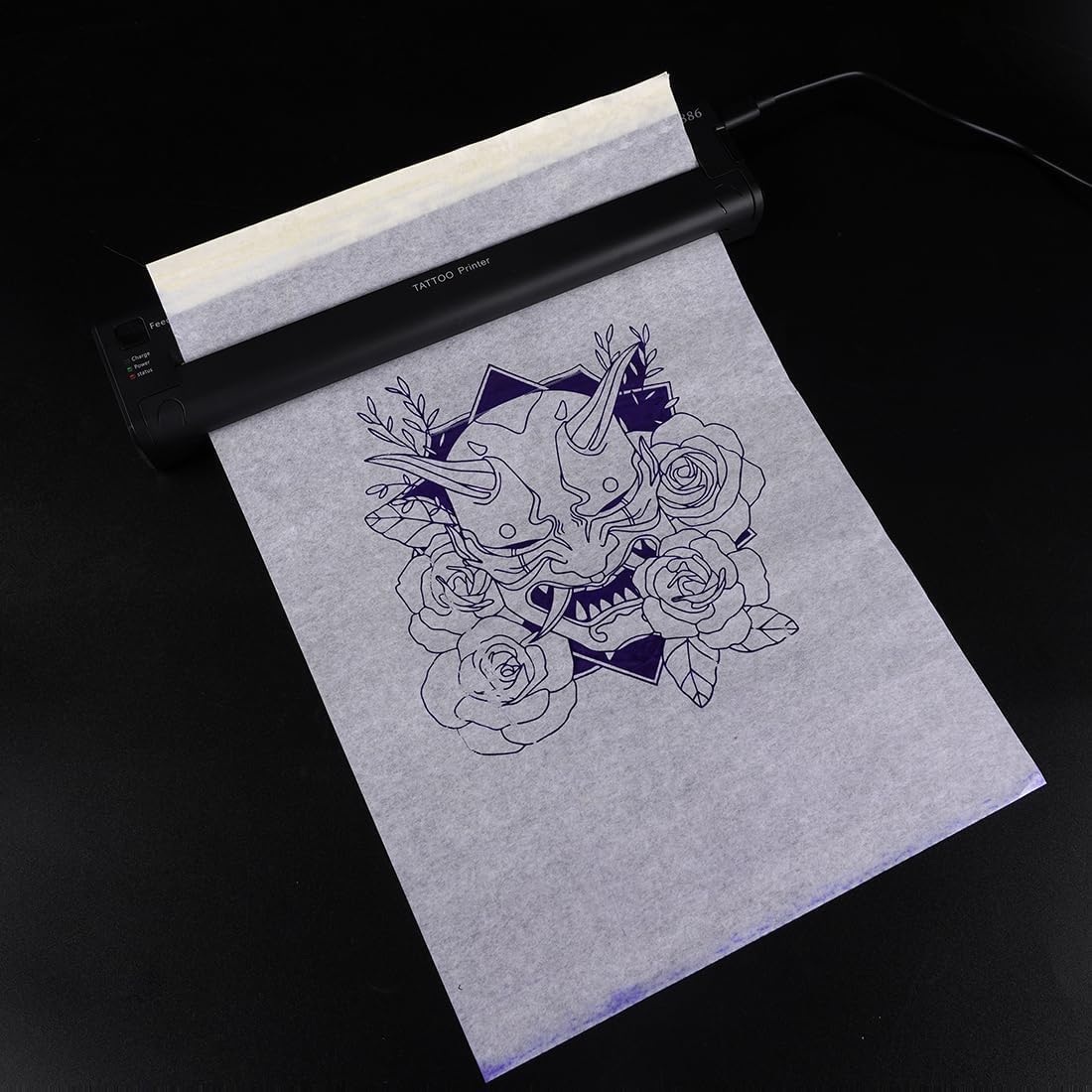 Dragonhawk Kit de Piel de Práctica para Tatuajes - 5 Piezas de Silicón de 3mm de Grosor, Doble Cara con 20 Hojas de Papel de Transferencia A4 para Tatuajes - Para Principiantes y Profesionales
