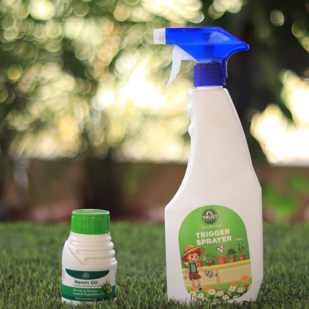 TrustBasket Neem Oil Spray for Plants Home Garden- 100ml with Sprayer bottle | Water Soluable Pesticide | Organic Pest Controller | Highly Effective on Plants (B0BXPDB6Z4) Amazon Price History, Amazon Price Tracker