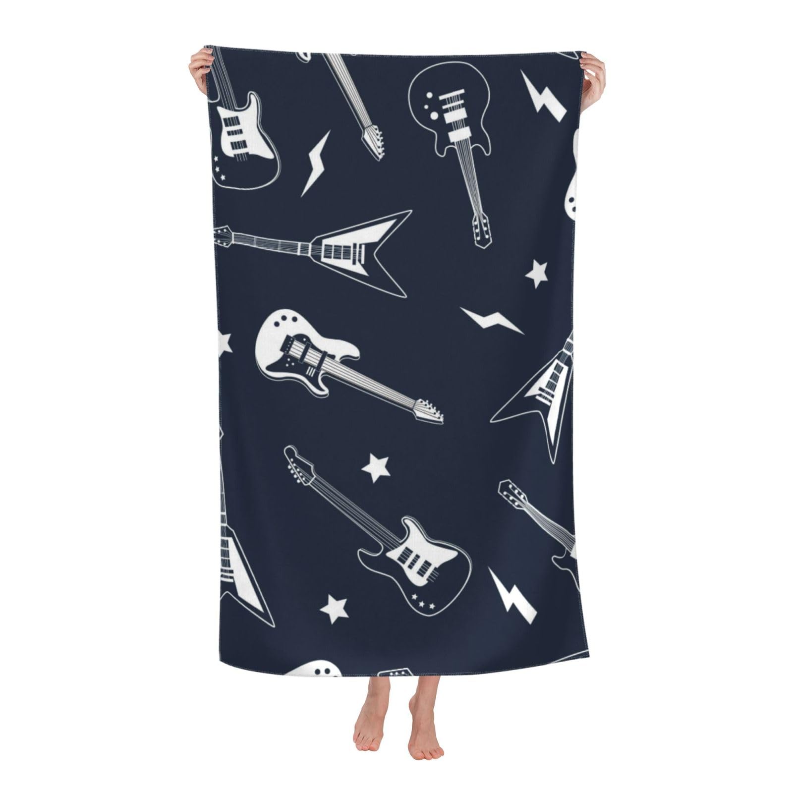 LSRCPD Beach Towel Crazy Electric Guitar Microfiber Beach Towels Blanket Oversized Tropical Big Extra Large XL Pool Towels Quick Dry Sandproof for Women Girls Kids