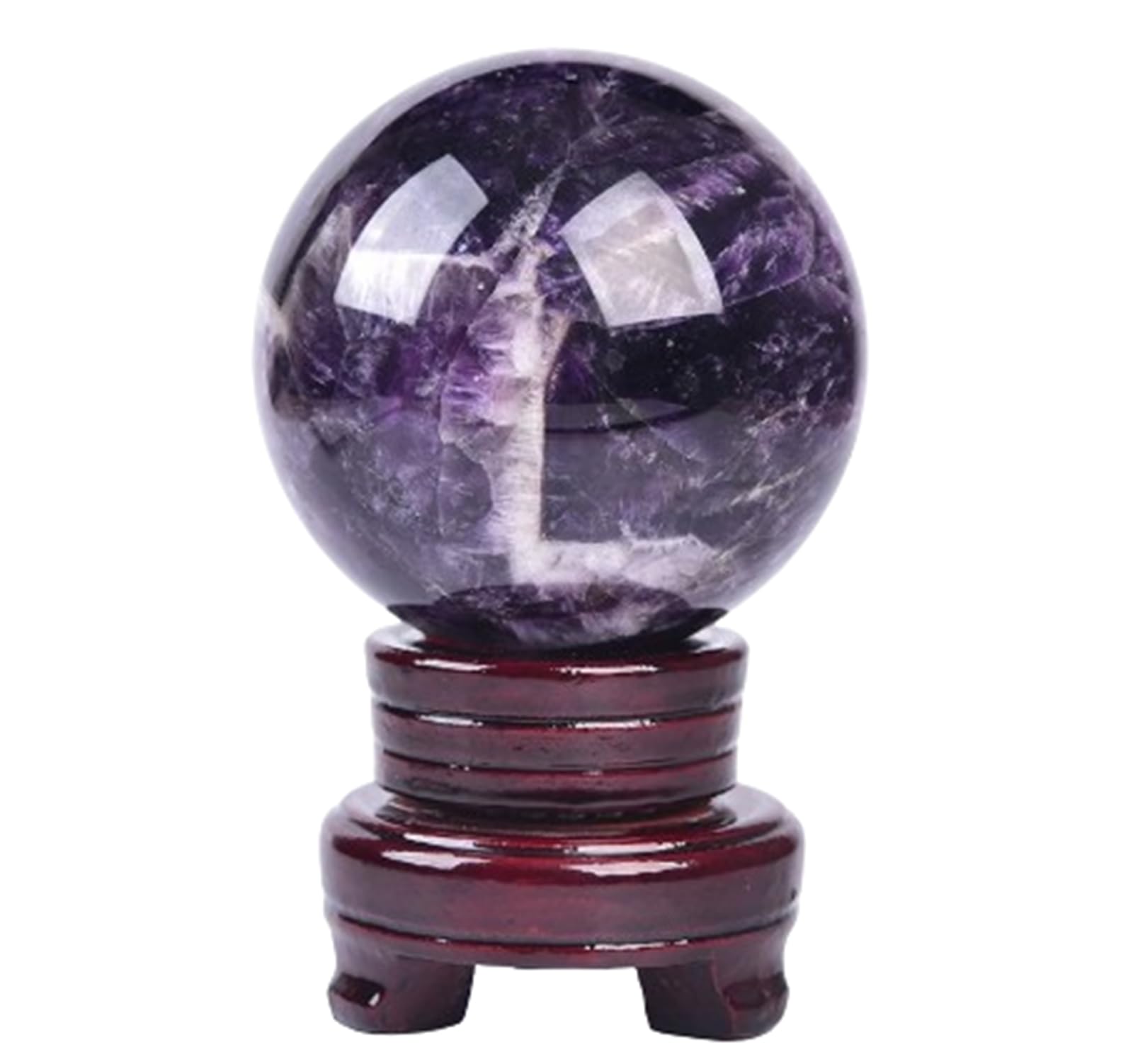 DPURPIWADY Amethyst Crystals Sphere Purple Crystal Ball Round Decorative with Wooden Stand Witchcraft Home Decor,2.36"(6cm)