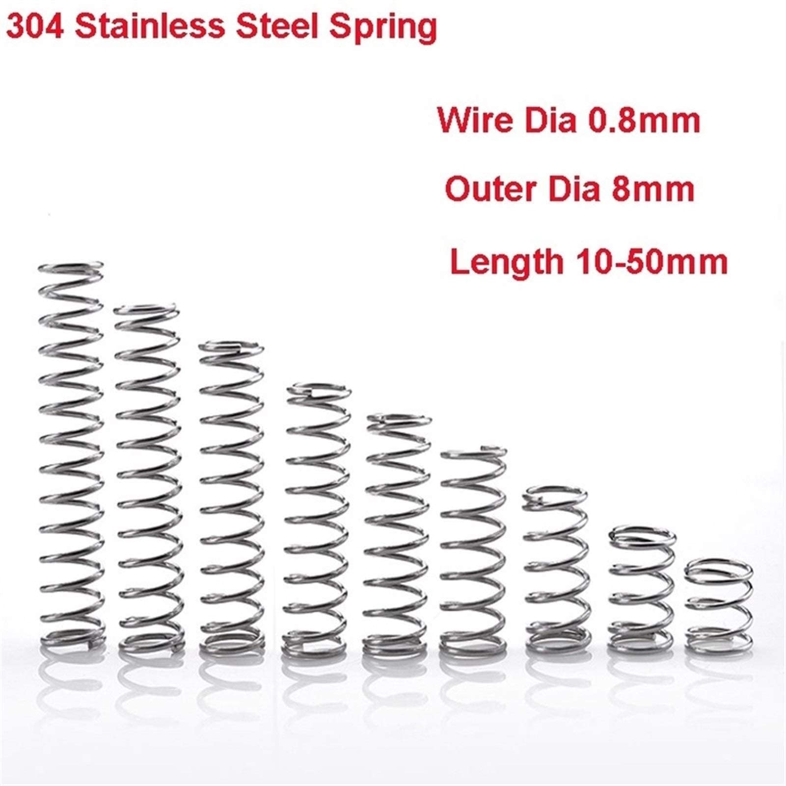 10Pcs Compression Springs Wire Diameter 0.7mm Outer Dia 5mm Free Length 50mm Coil Mechanical Spring Set Silver Tone — Amazon image 4