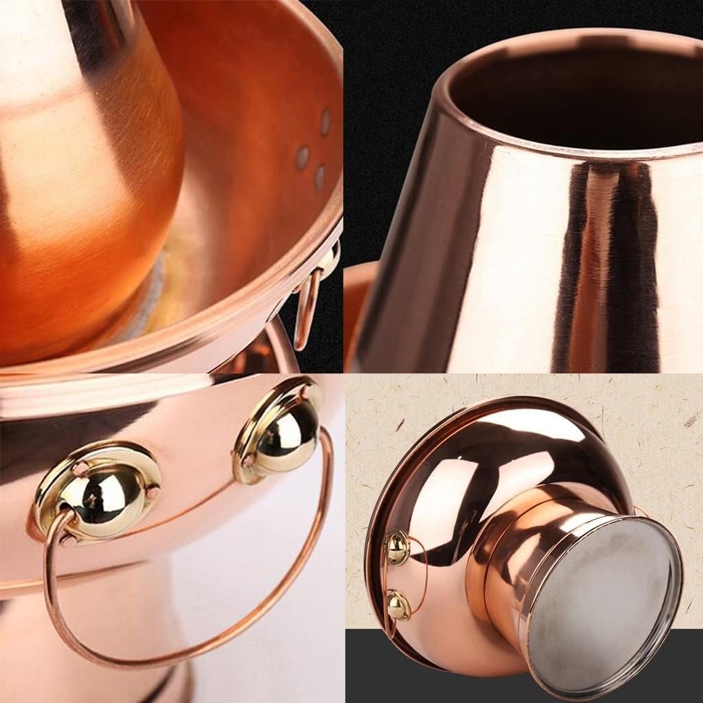 Fondue Pots Copper Hot Pot Thick Handmade Charcoal Copper Pot Hot Pot Old-Fashioned Household Hot Pot (Brass 32cm)