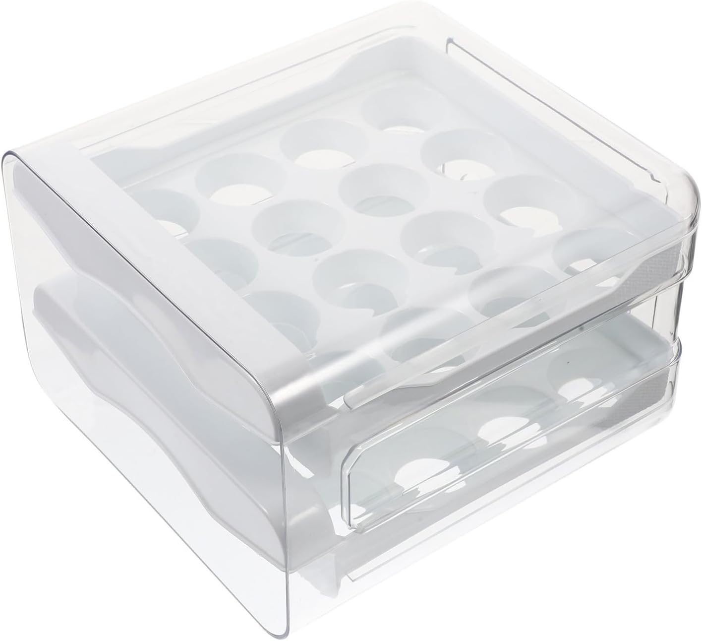 Angoily Egg Storage Box Refrigerator Egg Clear Plastic Containers Fridge Accessories Drawer Style Egg Holder Fridge Drawer Egg Supply Double Layer Transparent Pet Refrigerator Supplies (W