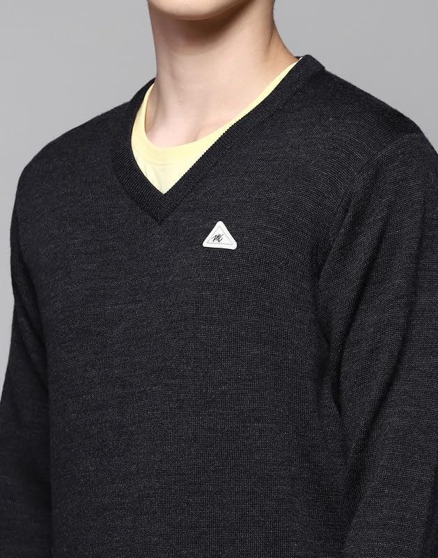 Image of Monte Carlo Shell Solid V Neck Pullover | Warm Woolen Pullover for Men | Soft Comfortable Knitted Winter Wear Sweater for Men's