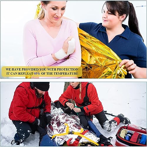 Multifunktional Rettungsdecke, Rettungsdecke, Multifunktional Rettungsfolie, 3 Stück 160 * 210cm Universal Wärmedecken, Wasserdicht und Winddicht, Perfekt für Wandern, Camping, Skifahren, Marathon – Bild 4