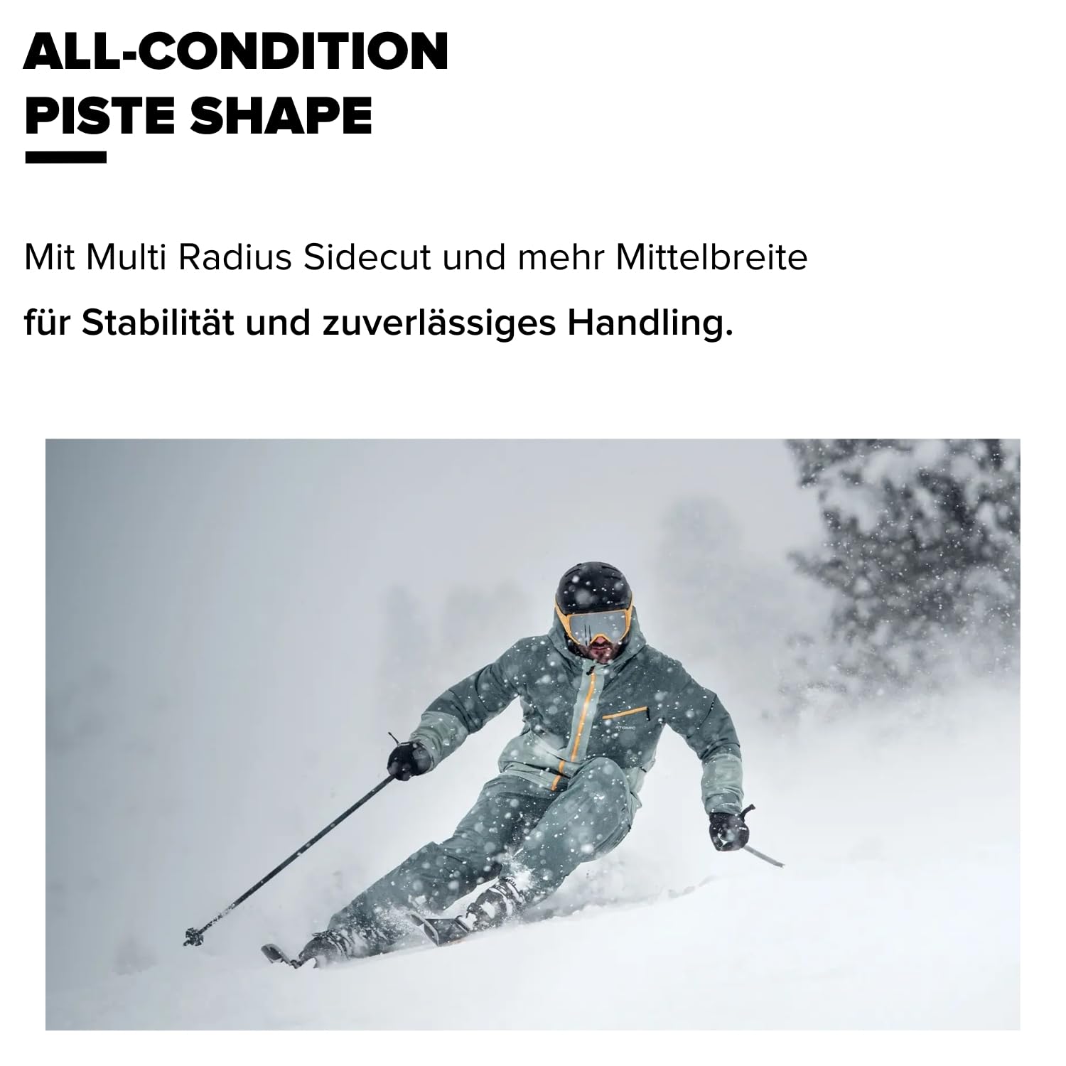 ATOMIC PM REDSTER Q4 Ski - Graue Skier - Leichter Herren & Damen Ski - Alpinski & Carvingski - Damen & Herren Skier mit Bindung (voreingestellte M 10 GW Bindung)