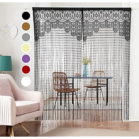 HSYLYM Black Lace Curtains Lightweight Soft Fine Texture Delicate Voile Lace Window Curtains for Living Room,Black,90x200cm(35x78inch) Cover