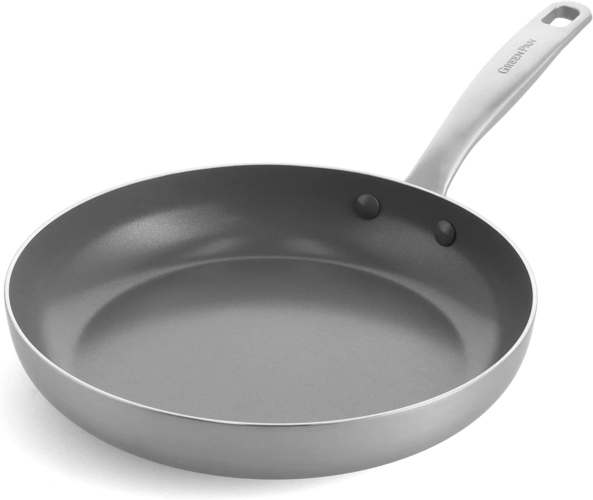 GreenPan Chatham Tri-Ply Stainless Steel Healthy Ceramic Nonstick 10" Frying Pan Skillet, PFAS-Free, Induction Suitable, Dishwasher Safe, Silver