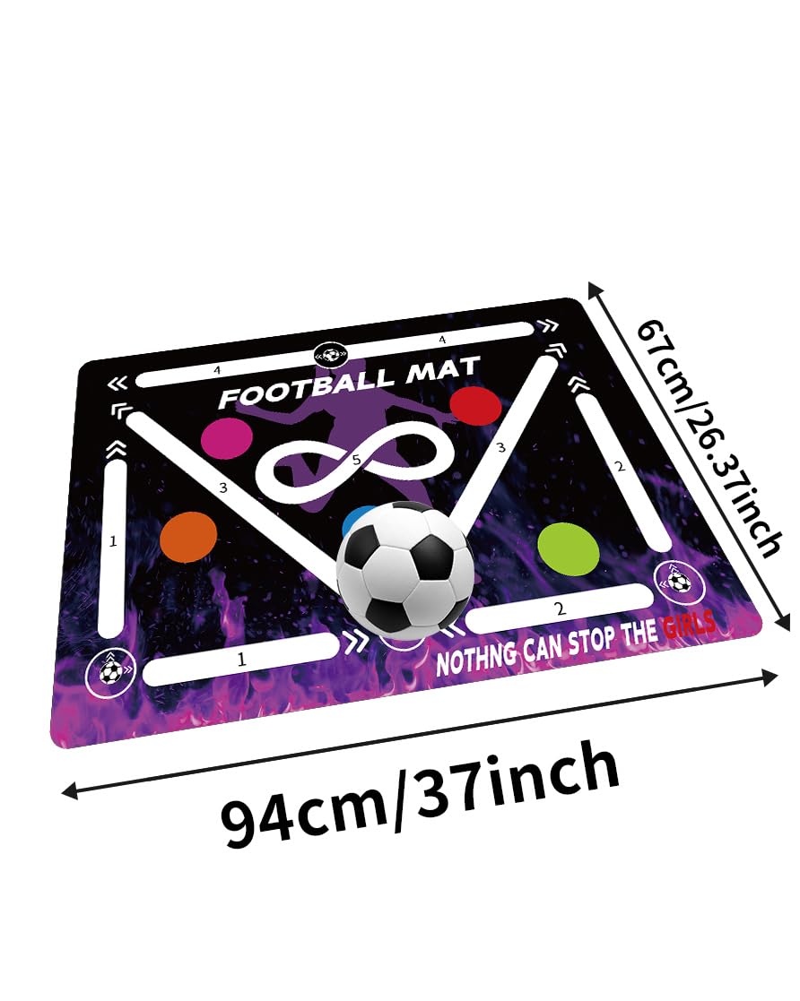 Soccer Training Mat, Agility Football Footwork Training Equipment Mat for All Ages to Improve Speed, Strength and Coordination, Video and Dynamic Manuals Included, Anti-Slip/Silent Soccer Mat