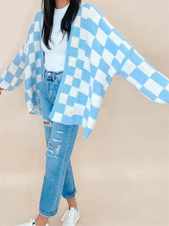 トップス mideal plaid pattern cardigan mideal plaid pattern cardigan Blue