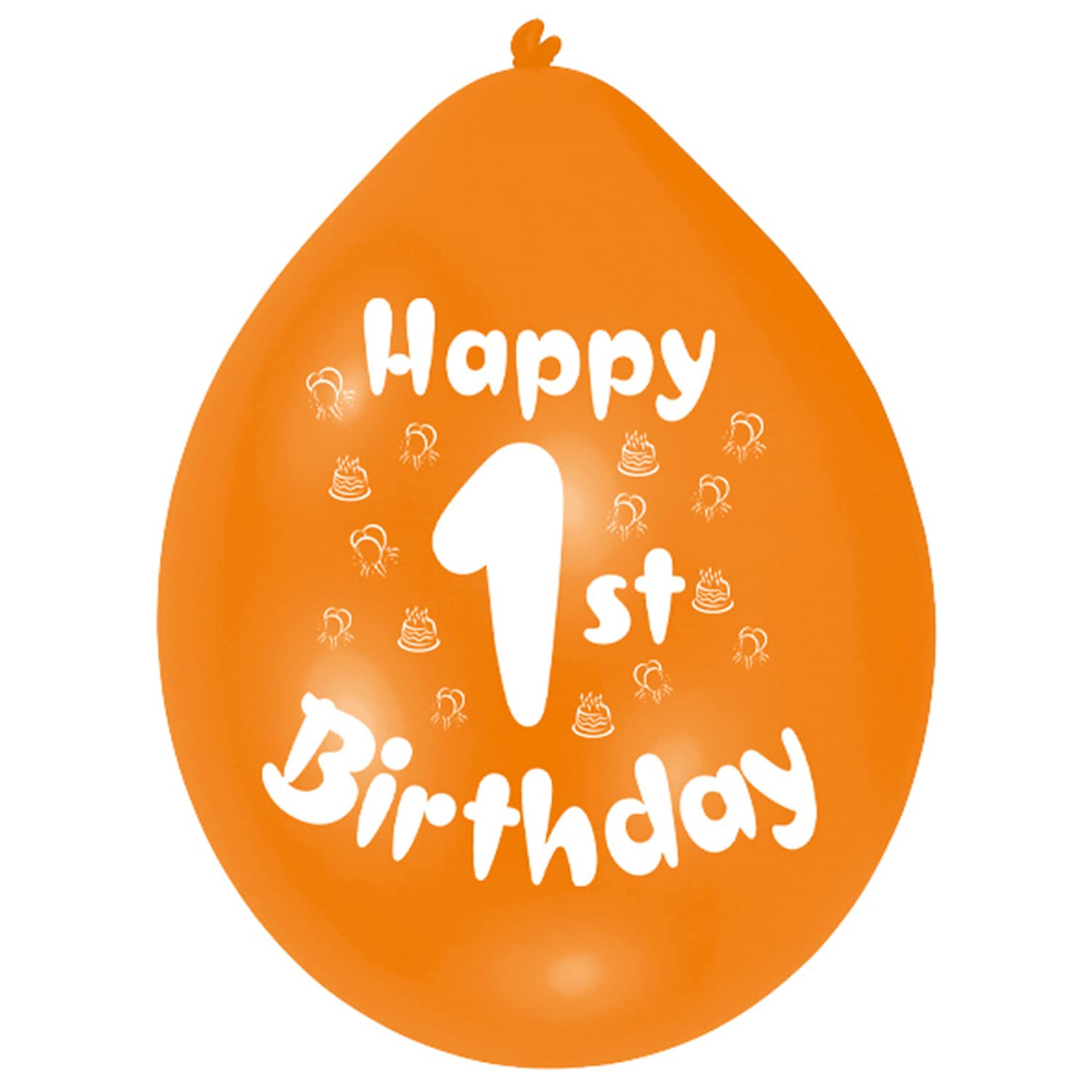 amscan INT995544 - Orange Happy 1st Birthday 9" Latex Balloons - 10 Pack