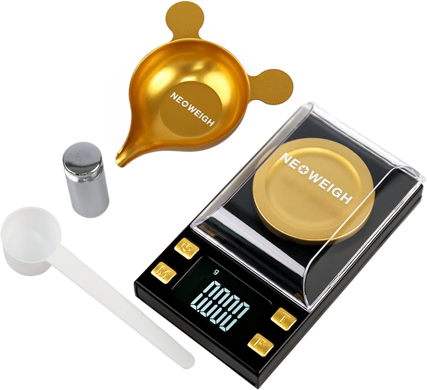 Milligram Scale with Powder Pan, mg Scale 50g x 0.001g, Non-Stick Metal Pan, 771 Grains x 0.02 gn, Powder Scale for Reloading Medicine Supplement Capsule, 50g Calibration Weight, Powder Scoop