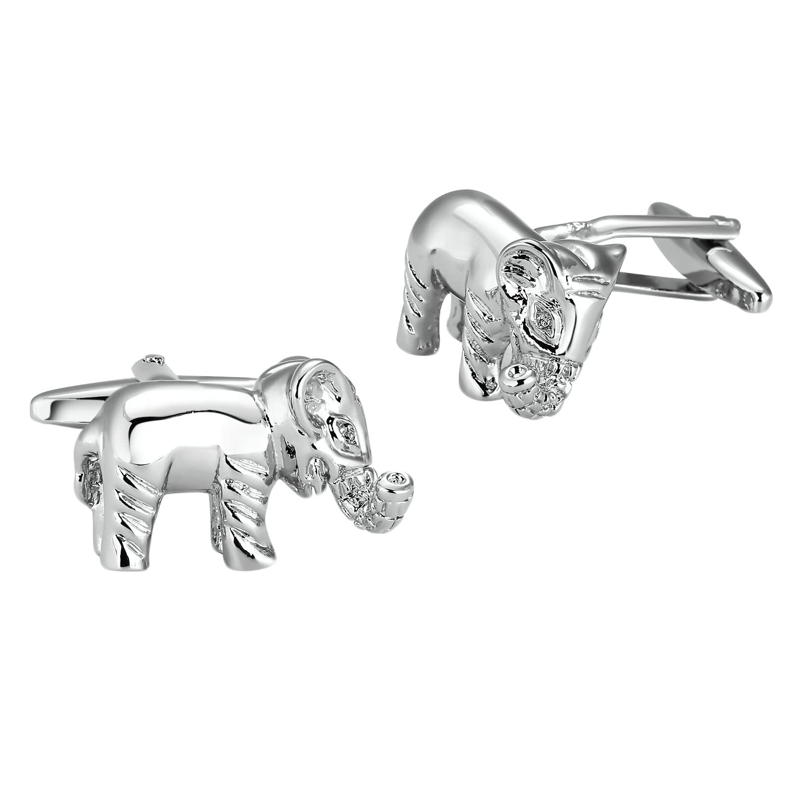 Homxi Gemelos Camisa Hombre Elegantes,Gemelos Acero Inoxidable Hombre Elefante Gemelos de Plata para Boda Gemelos para Traje