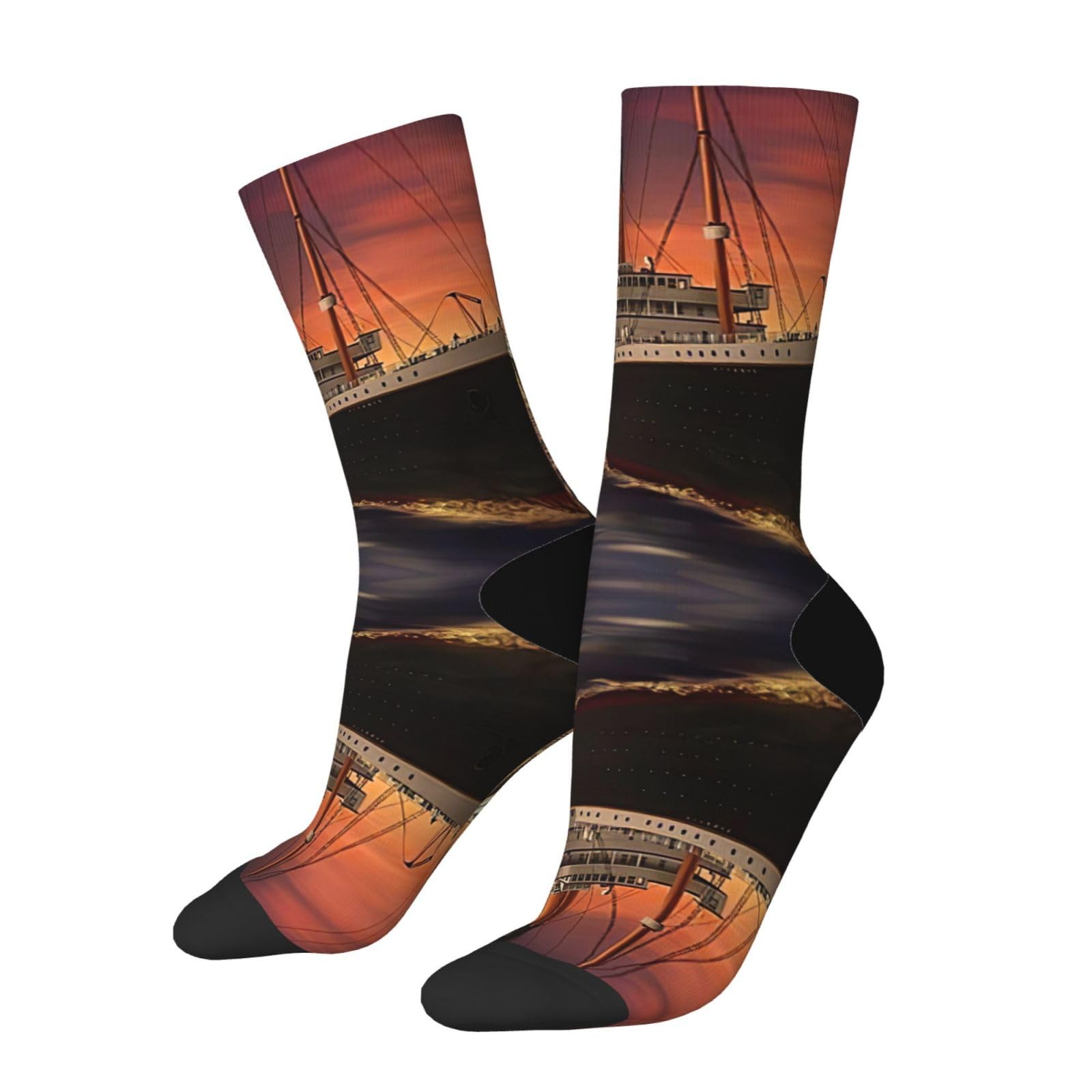 Anceky Titanic Sunset Novelty Crew Socks for Men & Women