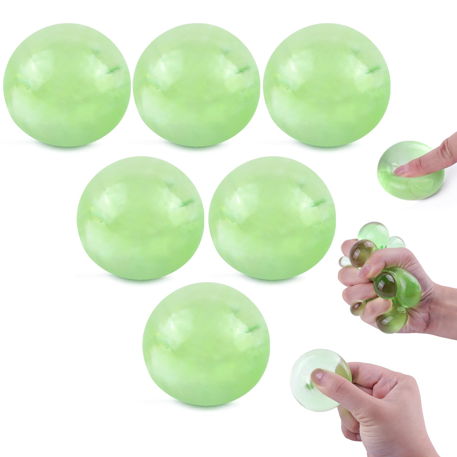 6 Pack Stress Ball for Adults, Mini Squish Balls Green Squeeze Toy Stress Relief Ball for Classroom Prizes Goodie Bags Stuffer