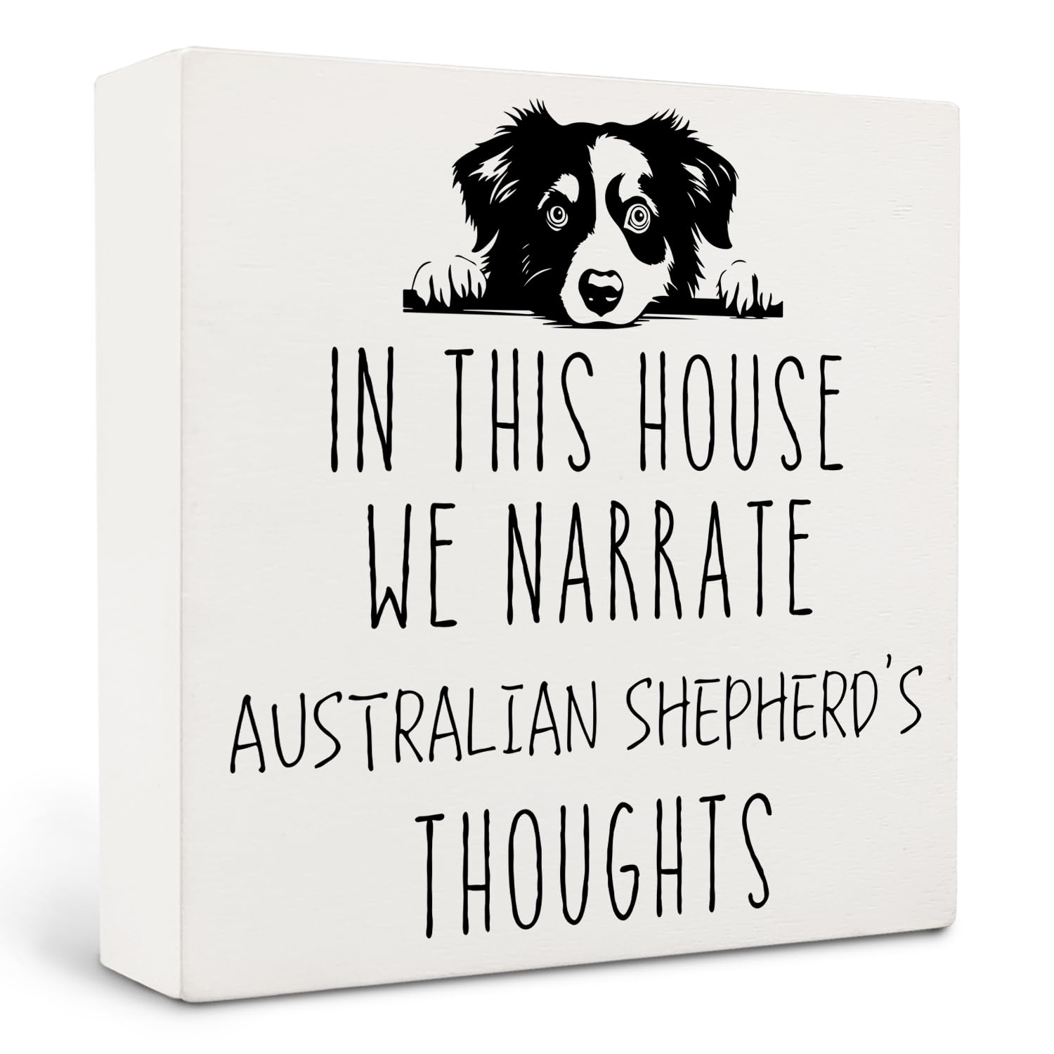 Australian Shepherd Wooden Sign, Decorative Sign, 5" x 5" Matte Finish, Perfect Desk Decor, Home Office