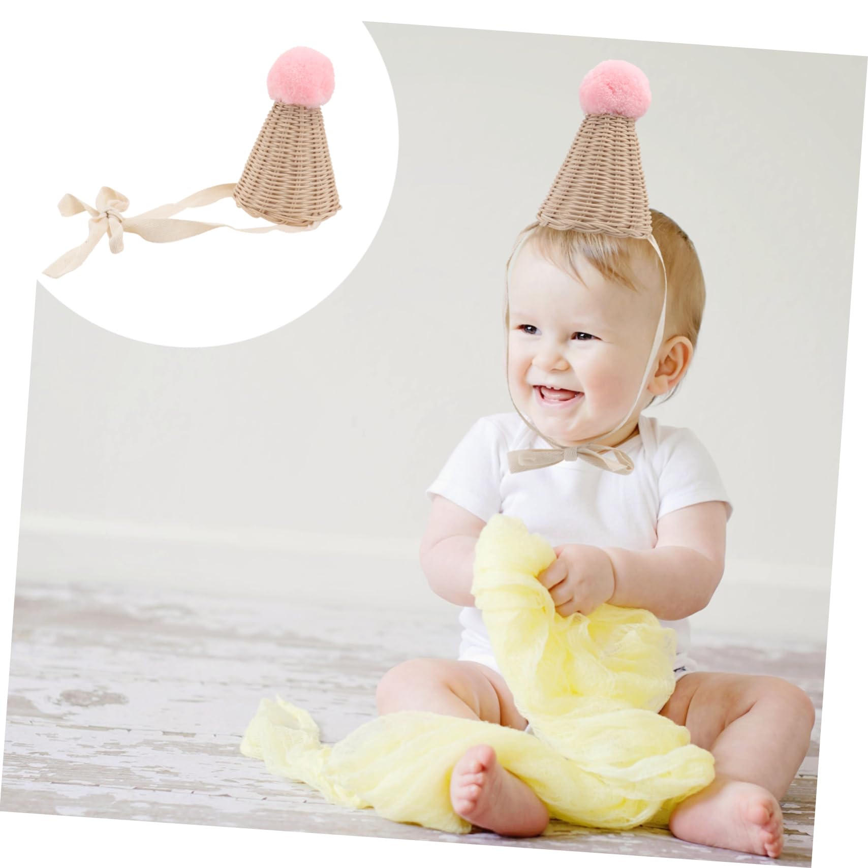 NOLITOY Hand-Woven Rattan Boys and Girls Hat Fluffy Fun Clown Headdress for Boys Girls Brown