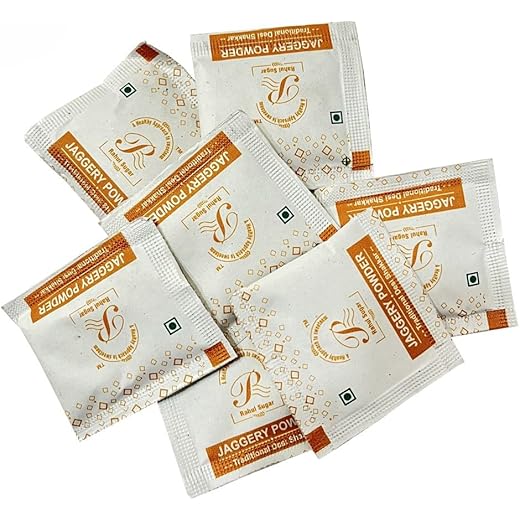 Jaggery Powder Sachet (5G Each X 100) | Free Flow Jaggery Shakkar Gur Powder Sachets For Tea Coffee | Sulphurless Shakkar | Desi Gur | Sugar Alternative Substitute | Premium-Quality Jaggery Powder | Sugar Free (Chemical and Pesticide-Free) | 500 gm