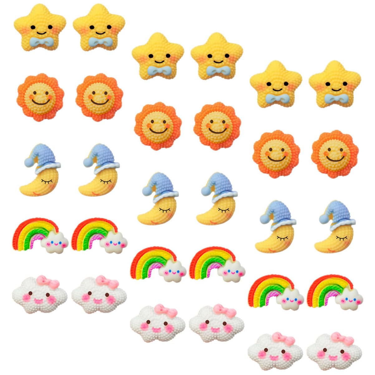 NUOBESTY 90stücke -Dekoration Push Niedliche Resin-memo-pinnadeln Mond Sternen Regenbogen Und Wolken-Designs Für Corkboards Und Zuhause