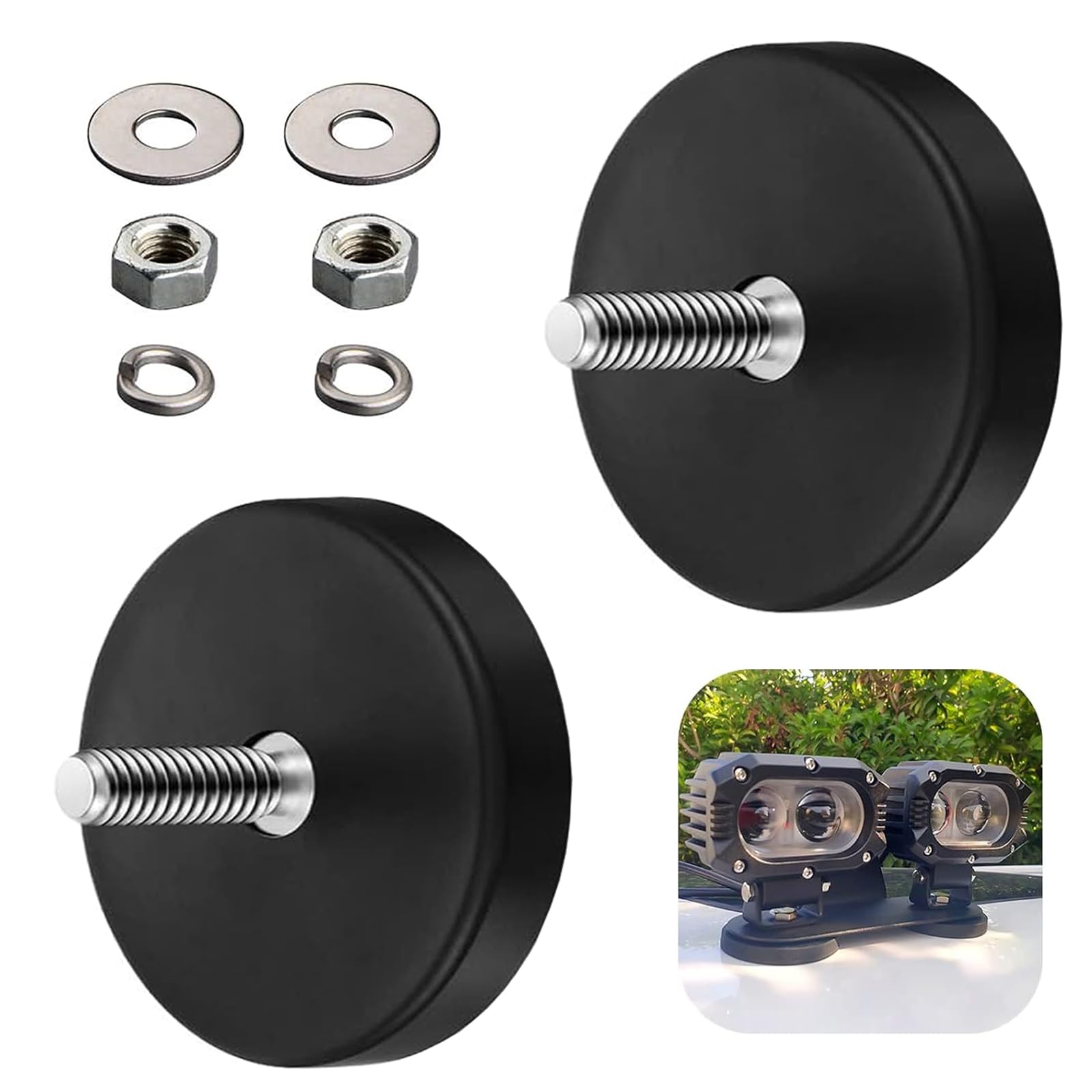 Neodym Magnete Gummiert 2x Gummierte Neodym-Magnete 66 Mm Mit M6-Außengewinde – Rutschfest, Starke Haftung Für Haken & Ösen