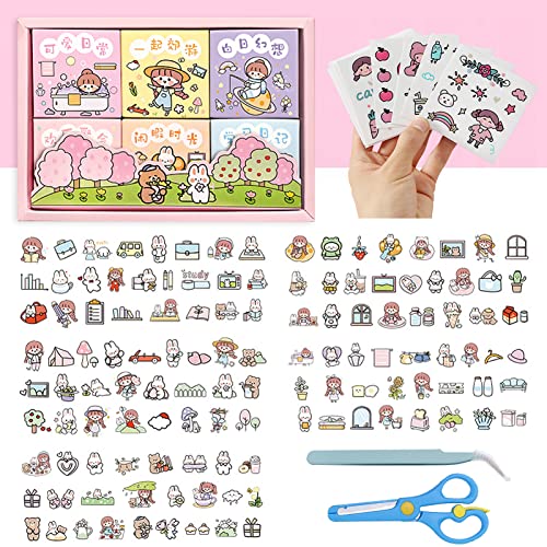 WJGJ 400Pcs Mini-Etiketten Cartoon Aufkleber, Kawaii Sticker DIY Handwerkbook Bleistifte und Kugelschreiber Scrapbooking Album Planer Journal Kunst Cover