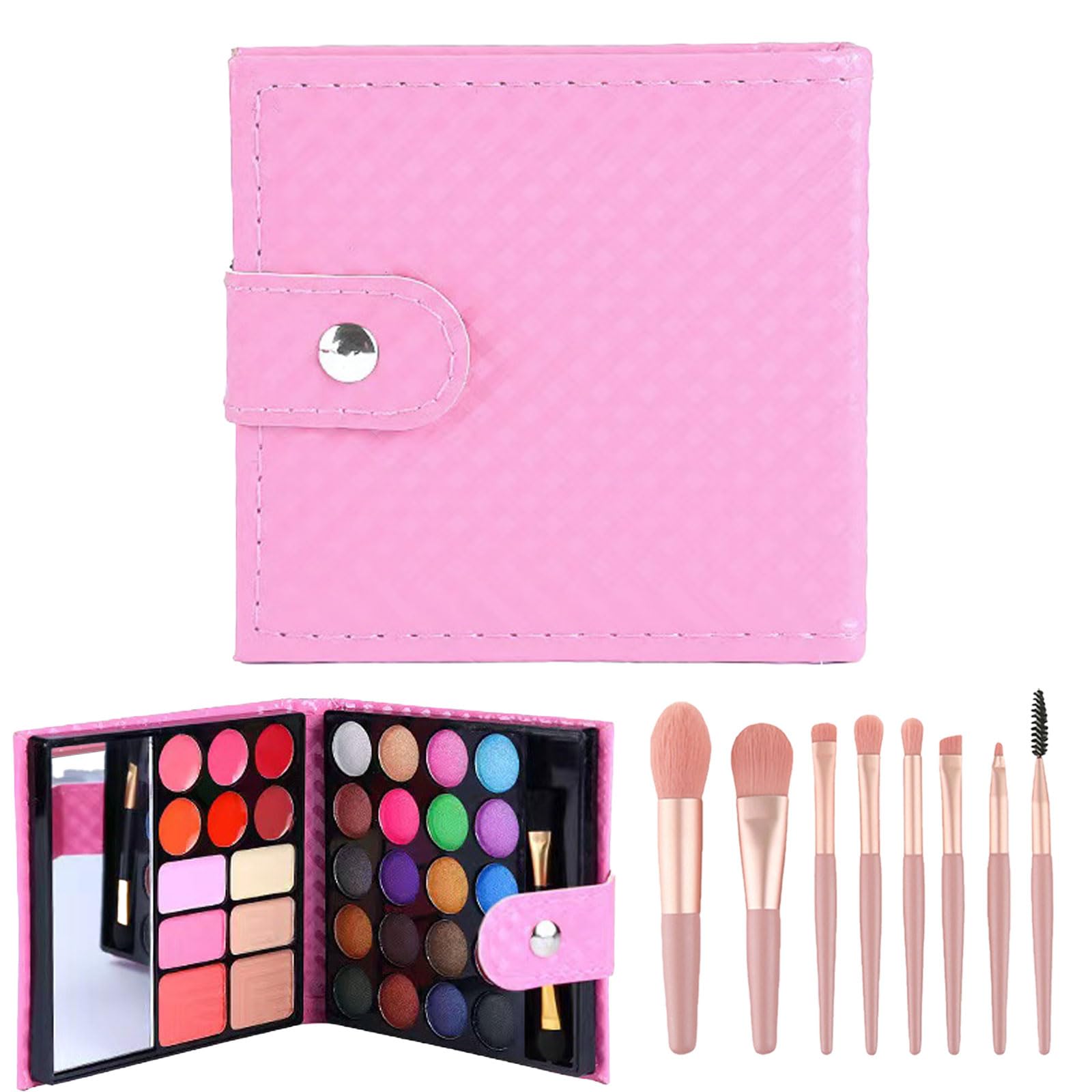 AYNKH Kids Makeup Set for Girls with 9 Brushes, 32 Colors Children's Pink Palette Toys, Non-Toxic Washable Cosmetics, Birthdays Party Stage Performance Christmas Halloween Beauty Set Princess Gift