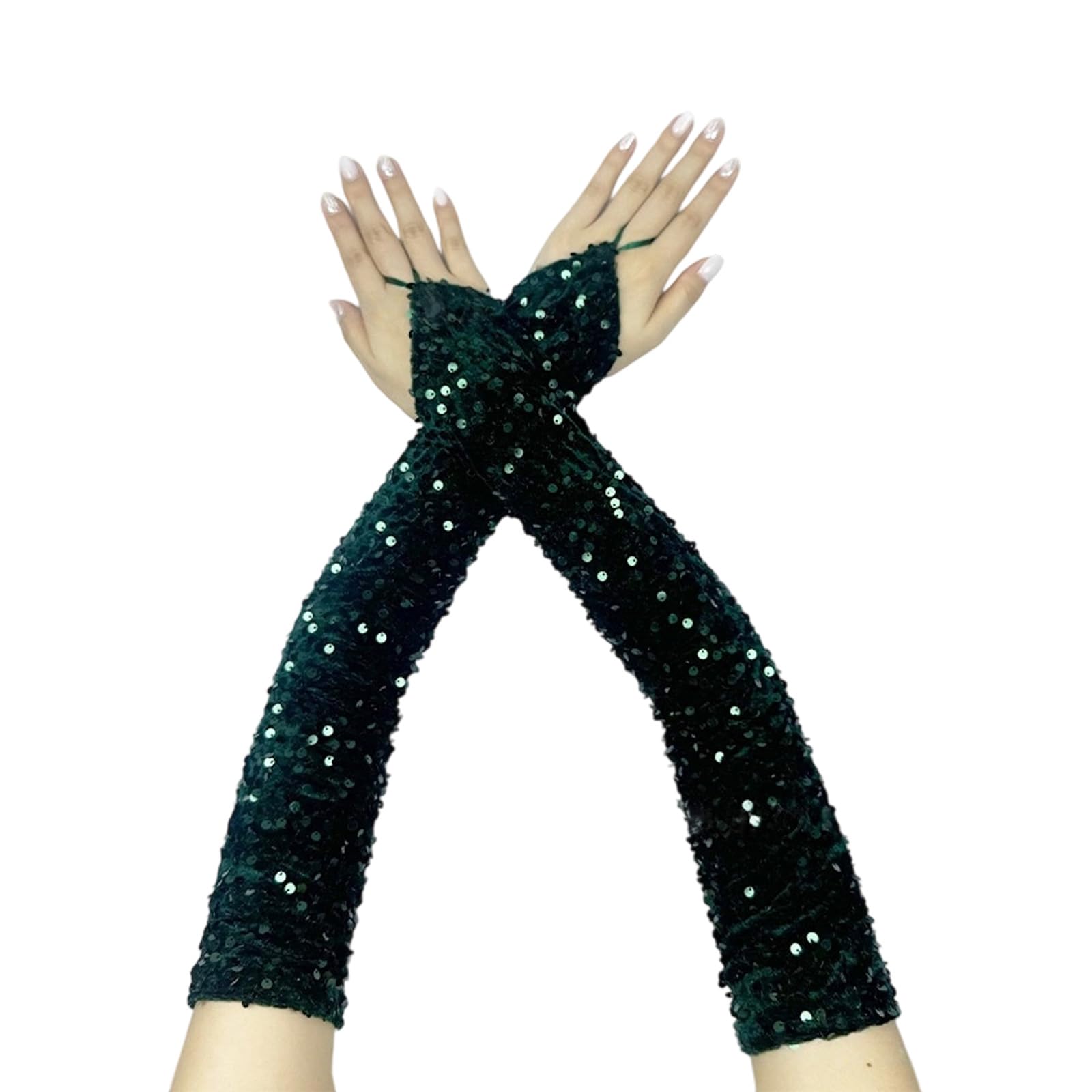 MICFENY Elegant Long Gloves Sequined French for Wedding Proms for Women and Girls 1920s Theme Musical Operas Dancing
