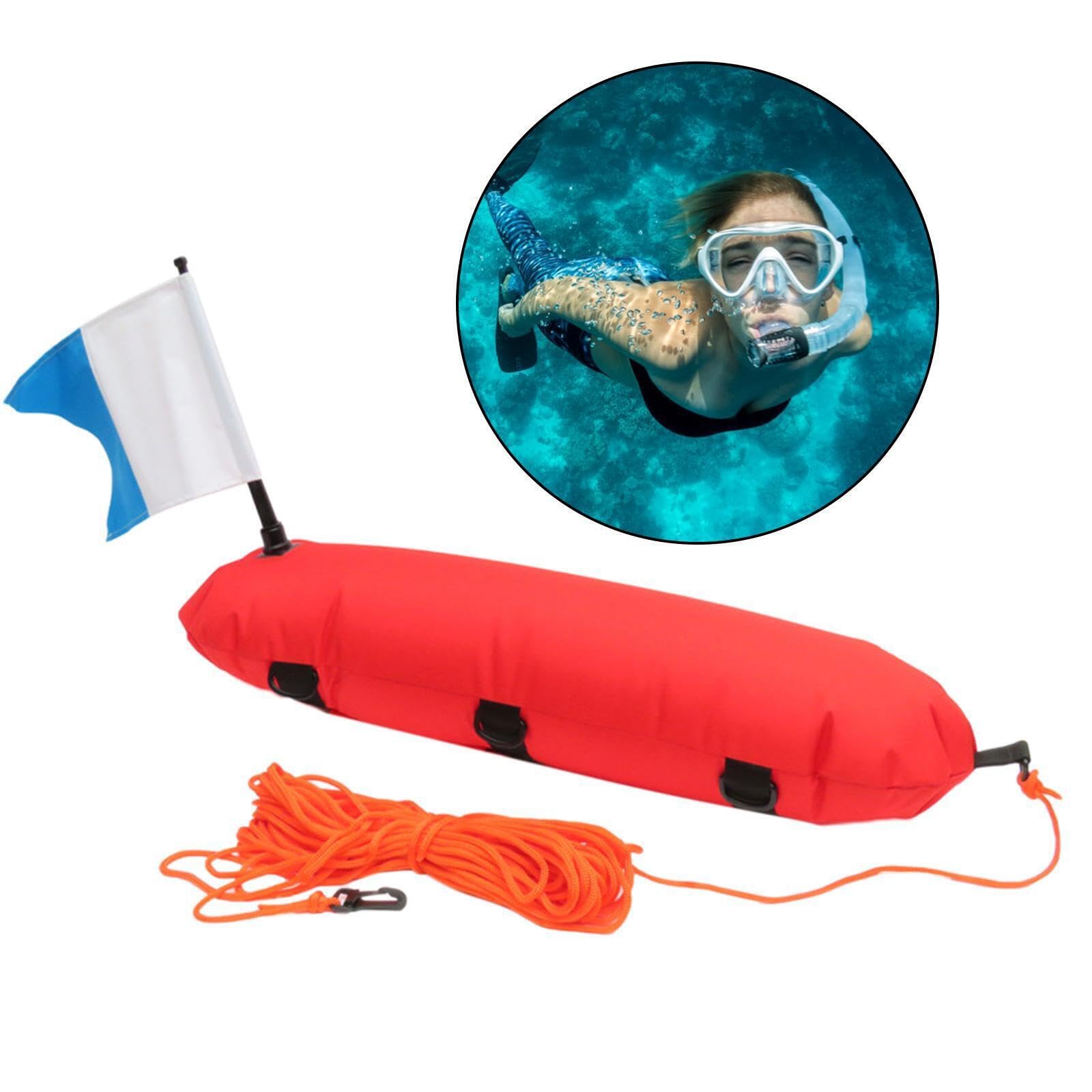 Señal de boya de inflado de Buceo para señalización confiable, boya de torpedos de Nailon de Alto Rendimiento, Bandera de Bola Flotante