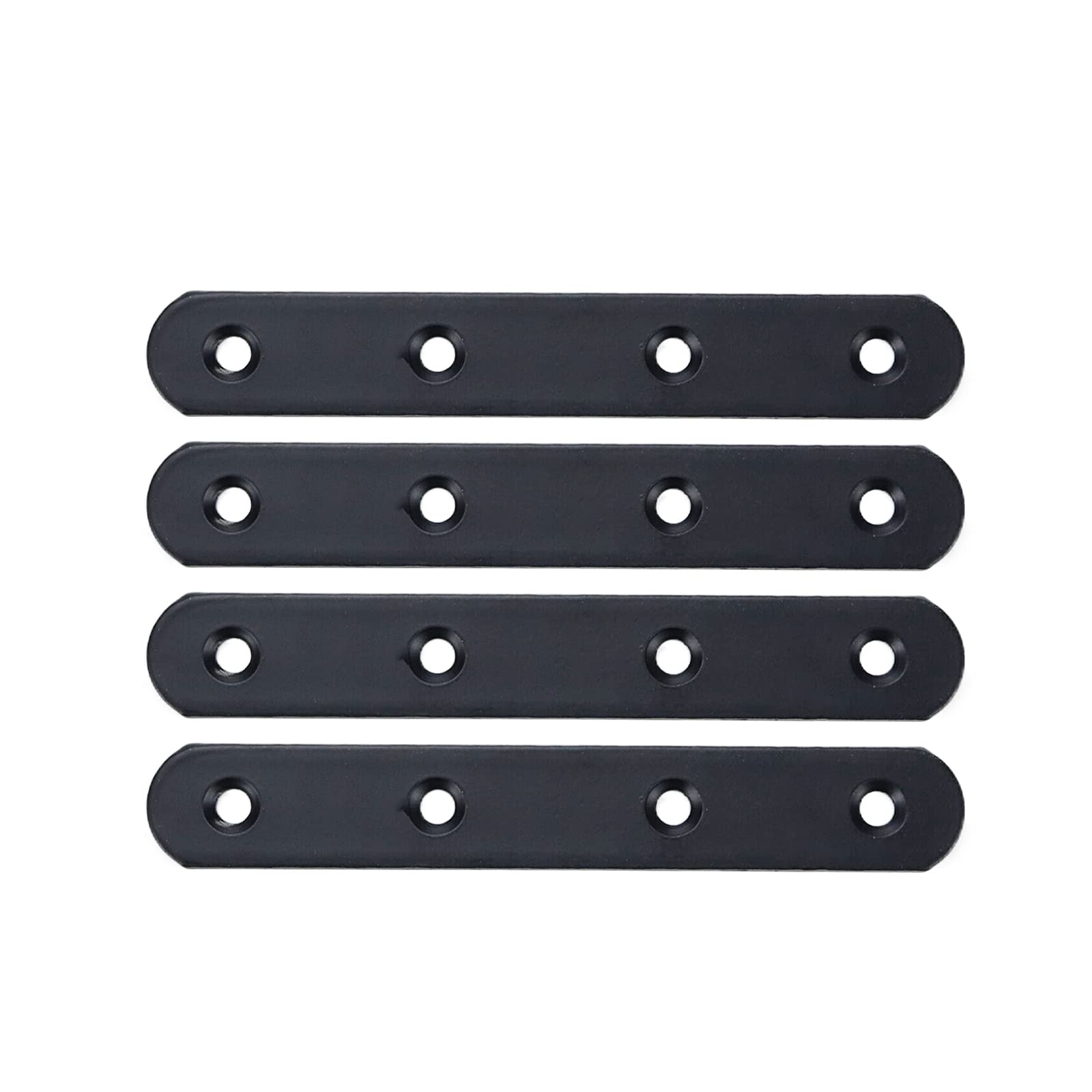 Rannb Straight Braces 5-inch Length Black Mending Plate Repair Plate Brace -4pcs