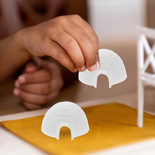 Miniatura 9 de Zerodeko Juego de 6 piezas de mini iglú, casa de juguete iglú, juguetes polares realistas, juguetes en miniatura, figuras de iglú ártico, mini iglú