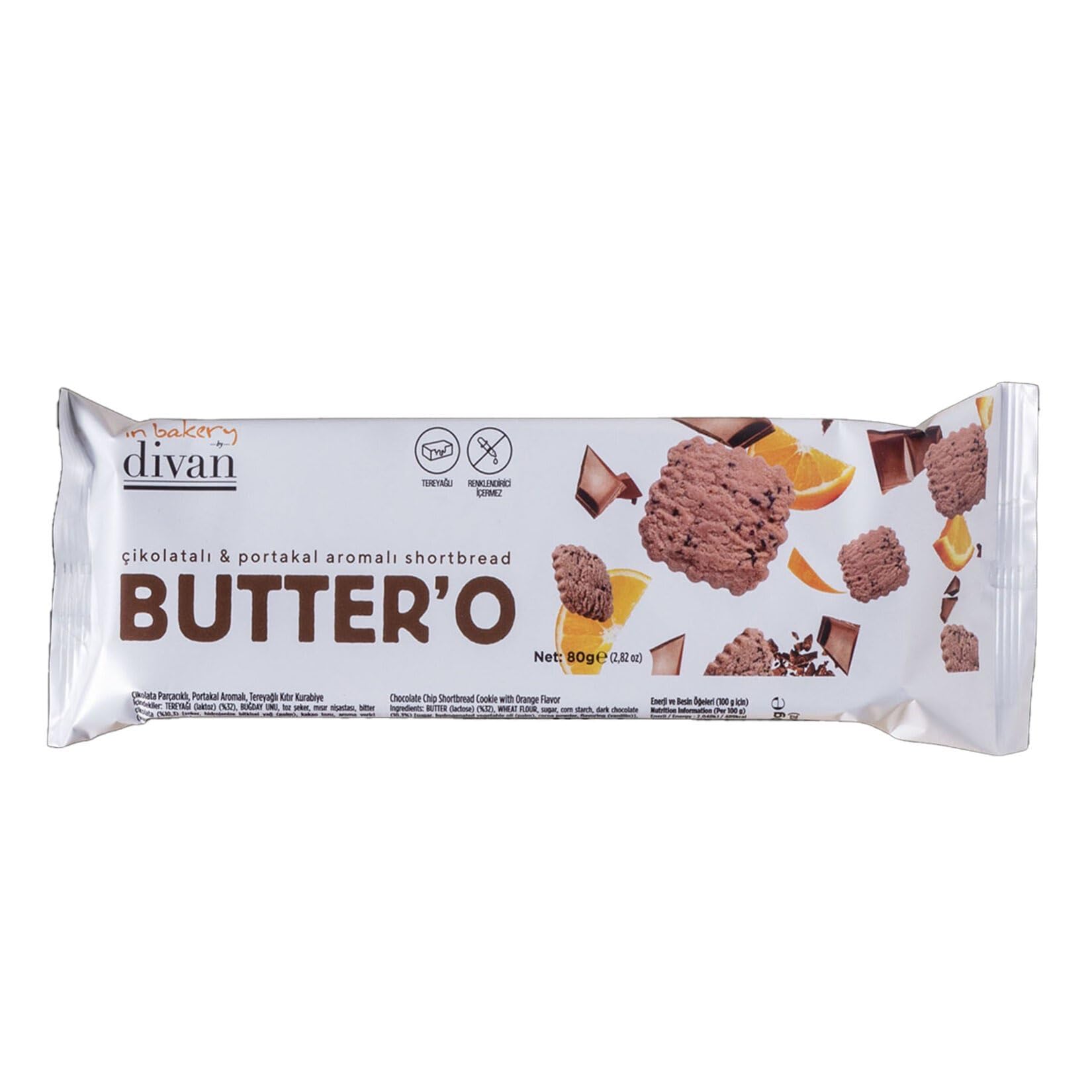 Divan Butter'O Chocolate Chip Shortbread Cookie with Orange Flavor 80gr