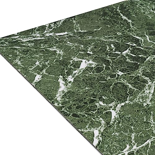 Image of Nexus Self Adhesive Vinyl Floor Tiles, 20 Tiles - 12'' x 12'', Forest Marble Peel & Stick, DIY Flooring for Kitchen, Dining Room, Bedrooms Bathrooms by Achim Home Decor, Dark Green with White Vein